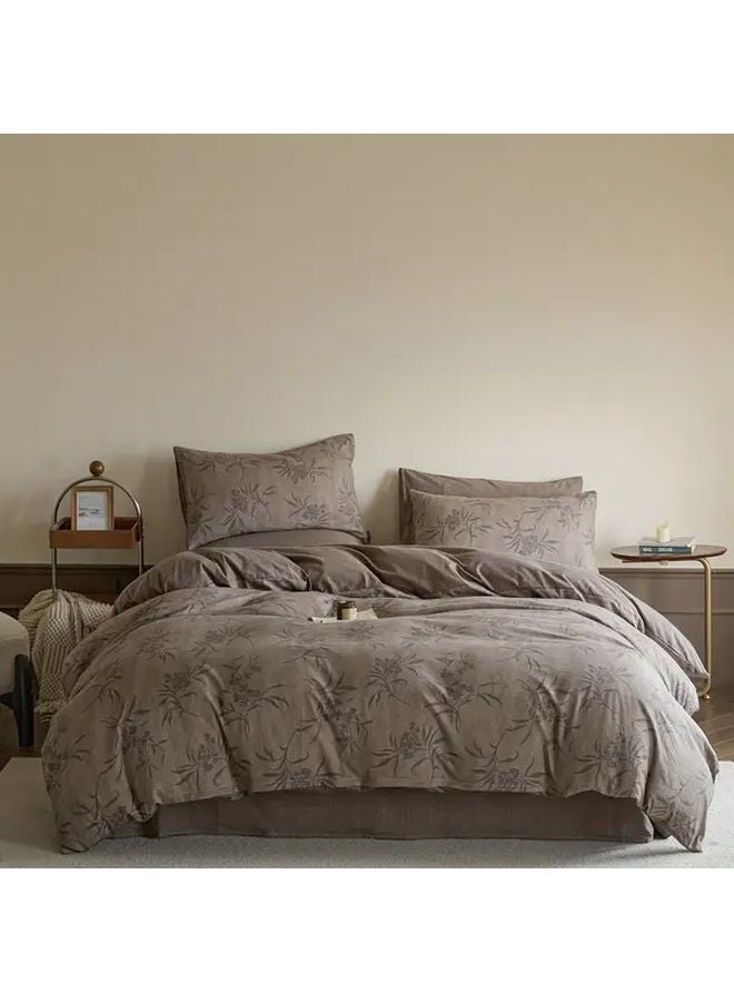 Vintage Floral Duvet Cover Soft Linen Yeyu Color 59x79 Inches Zipper Closure Machine Washable - Image 1